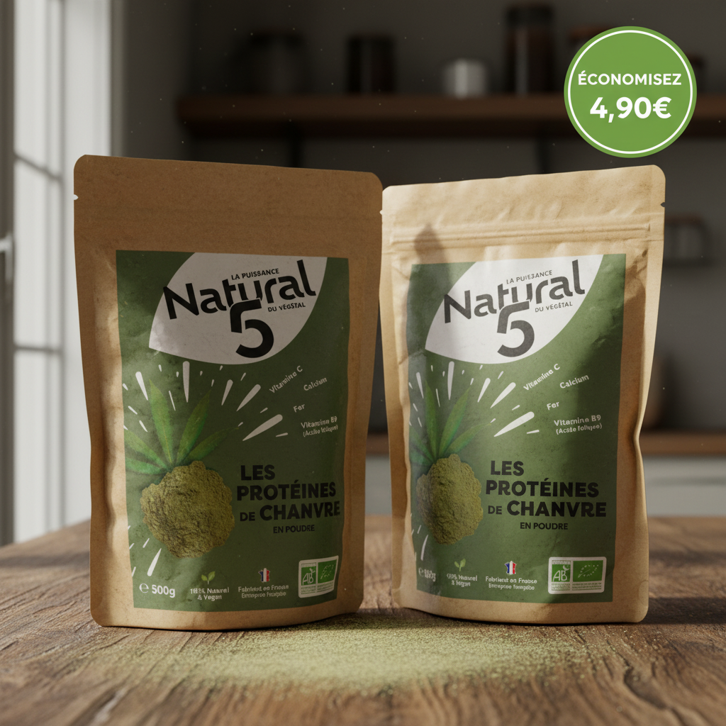 Protéines de chanvre Bio 500g - France - Maintien musculaire et énergie après 40 ans