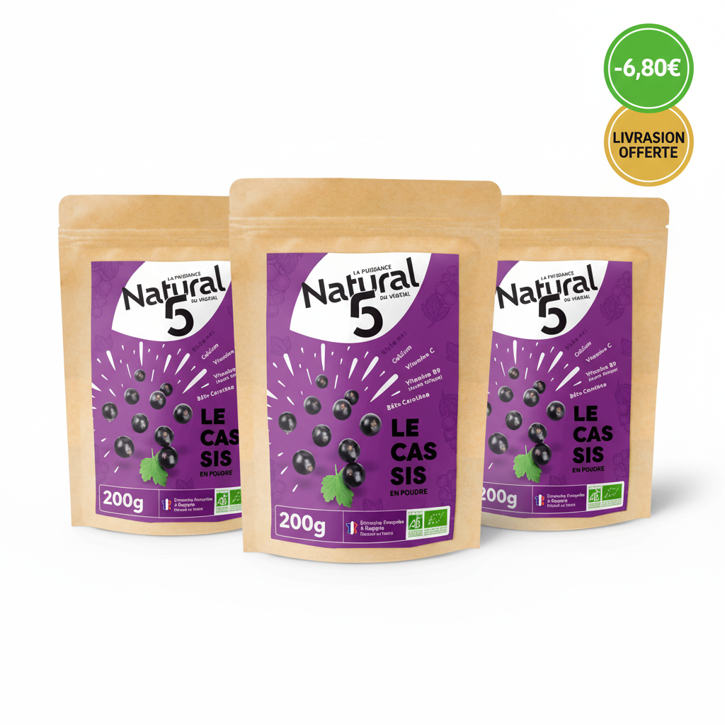 Cassis en Poudre Bio 200g - Nouveau format plus économique! Toujours aussi puissant!