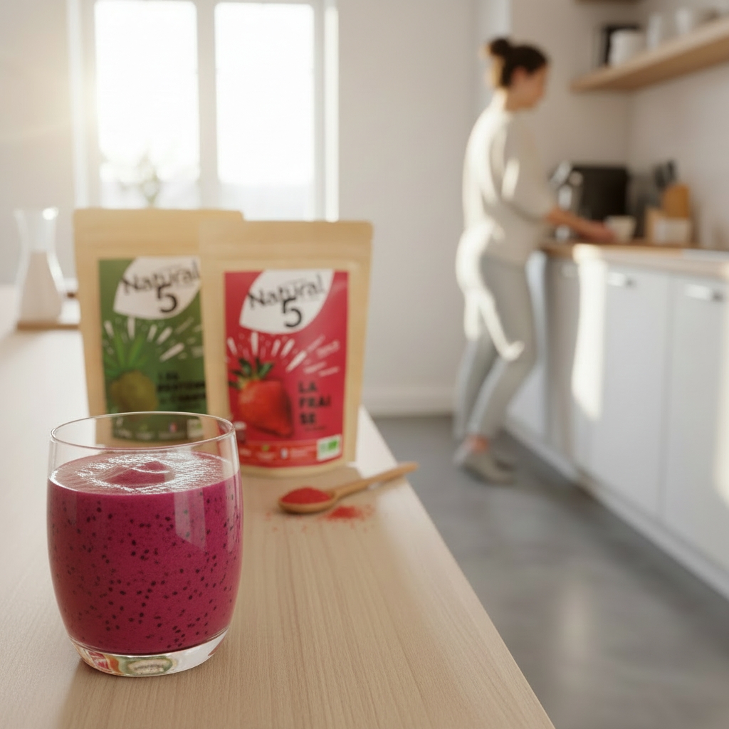 Visuel lifestyle avec smoothie onctueux