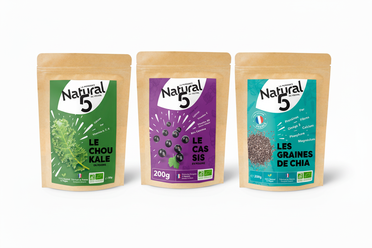3 packs Natural5 fond blanc