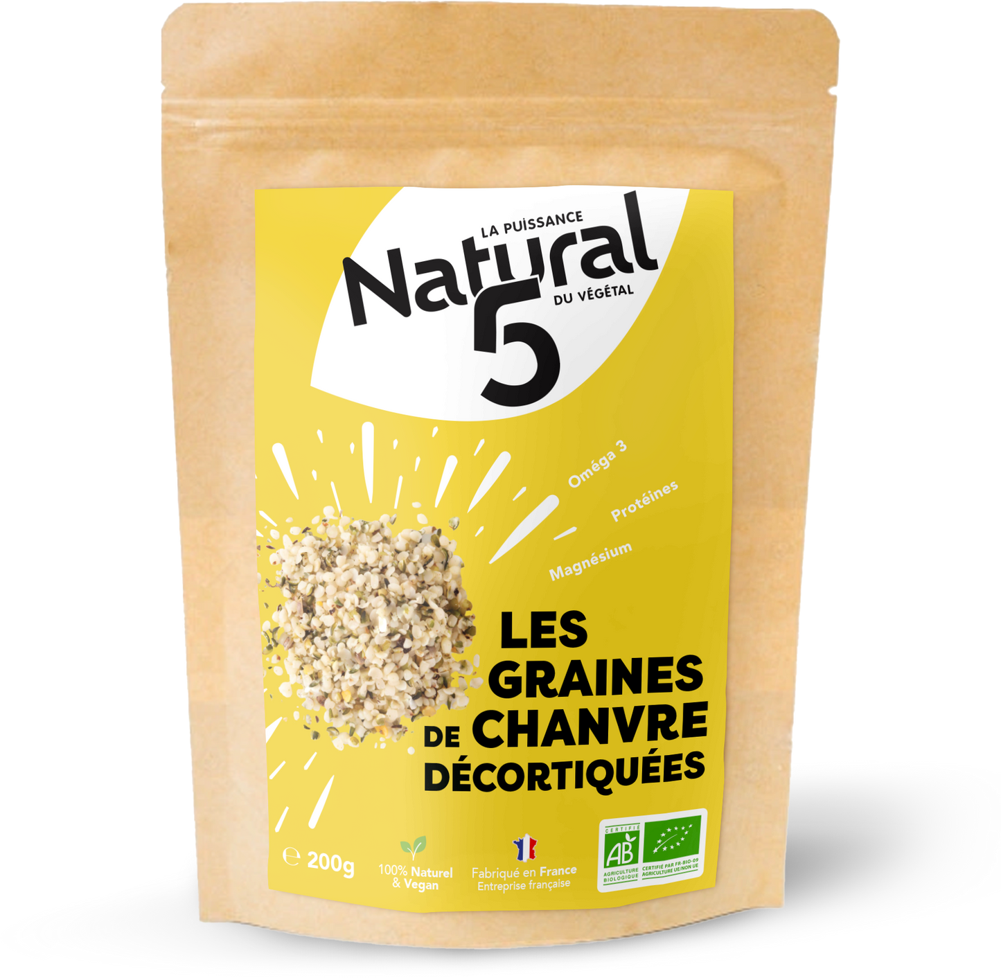 Nouveau! Graines de chanvre décortiquées bio 200 g – riches en protéines végétales, oméga-3 et magnésium – cultivées en Bretagne
