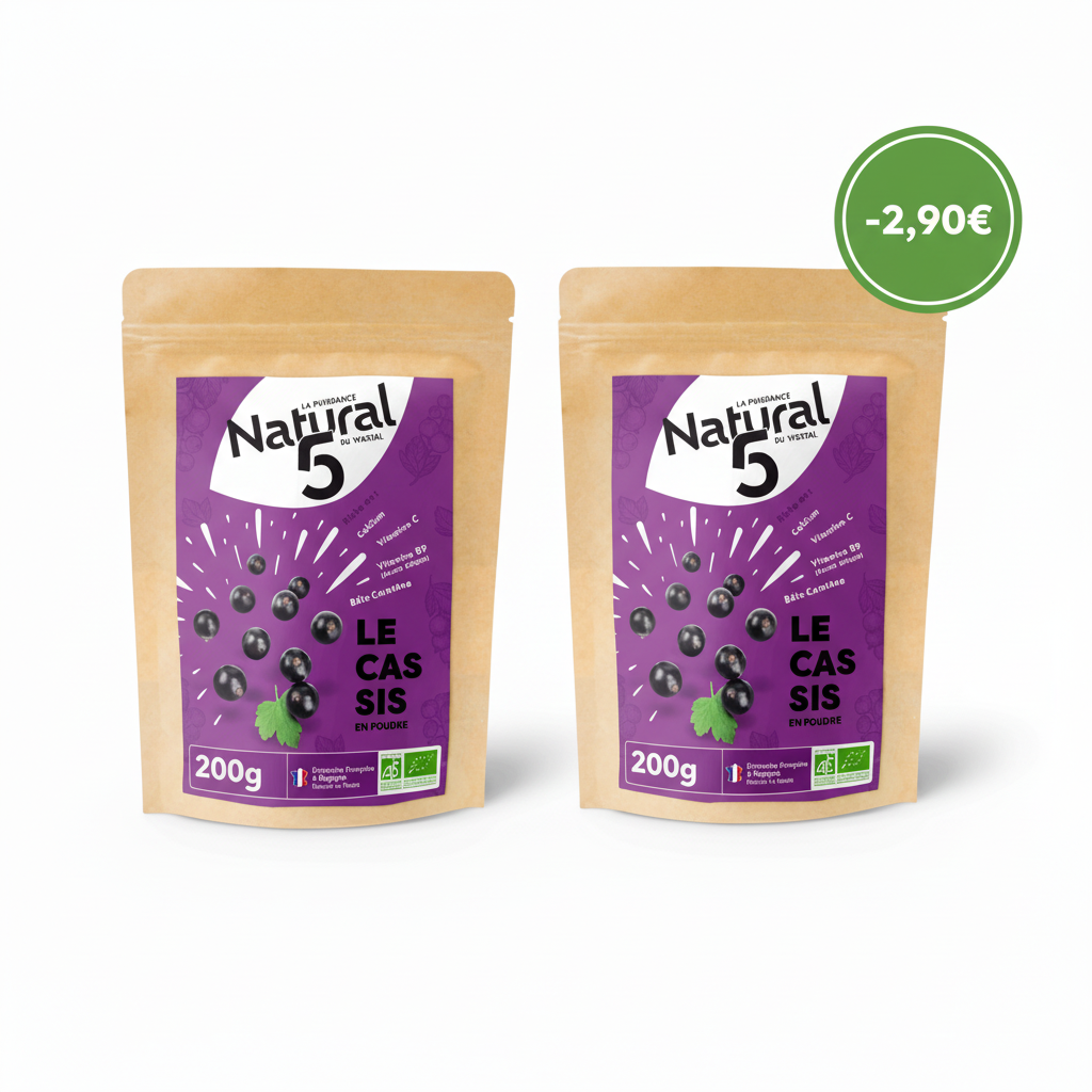 Cassis en Poudre Bio 200g - Nouveau format plus économique! Toujours aussi puissant!